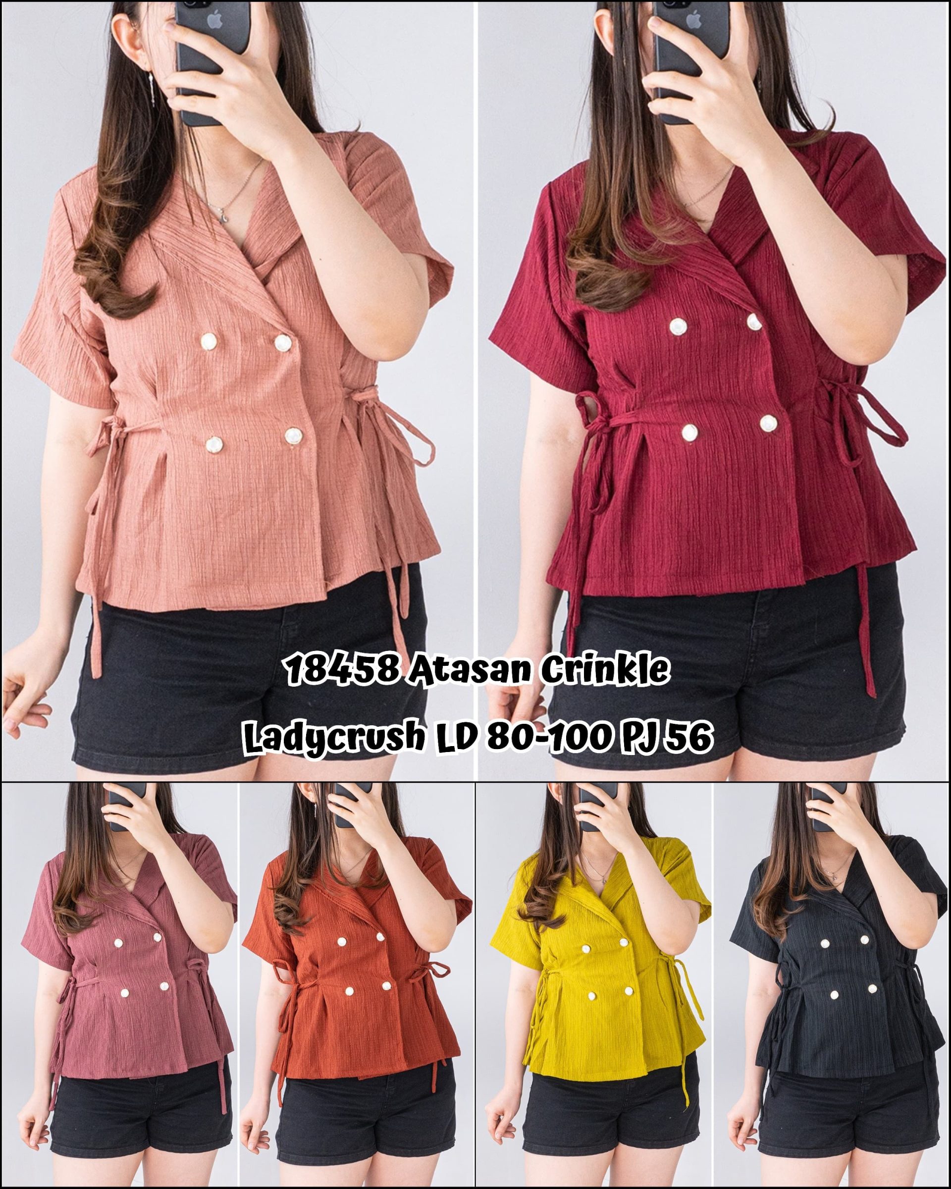 18458 Atasan Crinkle Ikat bahan Ladycrush