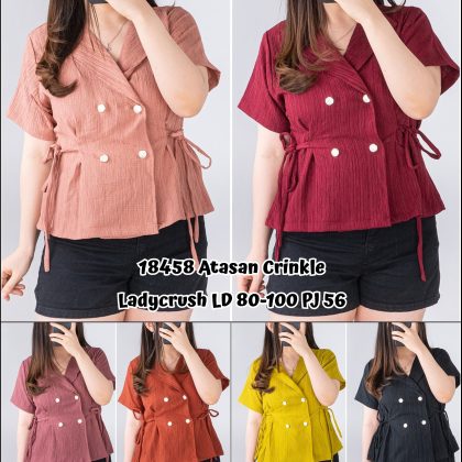 18458 Atasan Crinkle Ikat bahan Ladycrush