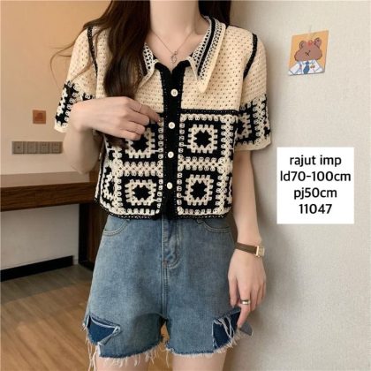 11047 Blouse Rajut Motif